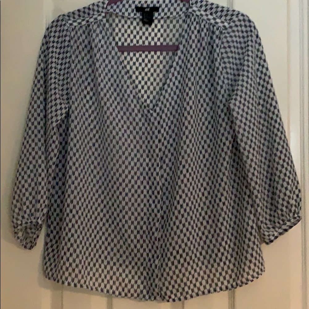 Navy and white blouse